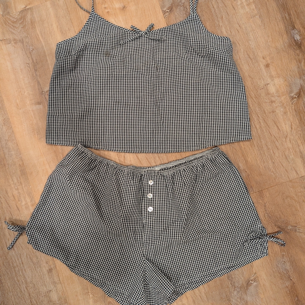 American Eagle Outfitters Black and White Checkered Gingham Set